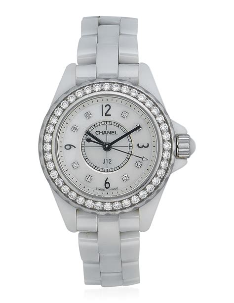 chanel watch with diamonds|chanel white watch with diamonds.